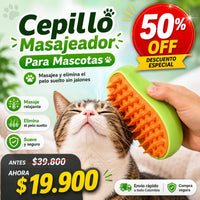 Cepillo Masajeador Para Mascotas | Masajea y elimina el pelo suelto sin jalones.
