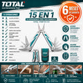 Pinza Multiusos 15 en 1 Total | 15 Herramientas en Tu Bolsillo